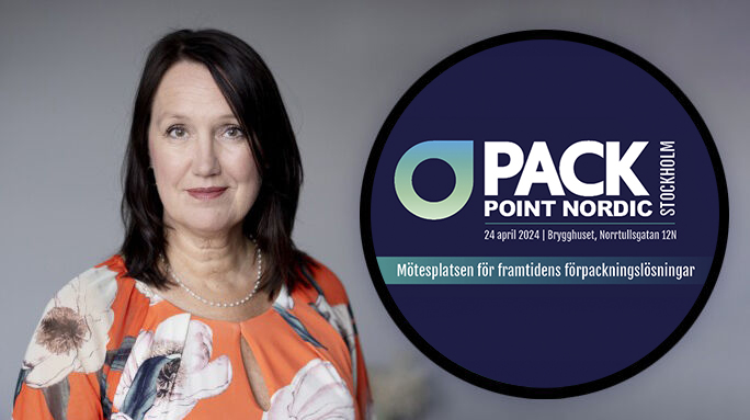 Helena Nylén bredvid Pack Point Nordics logotyp.